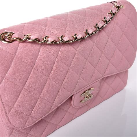 CHANEL Iridescent Caviar Quilted Jumbo Double Flap Pink 